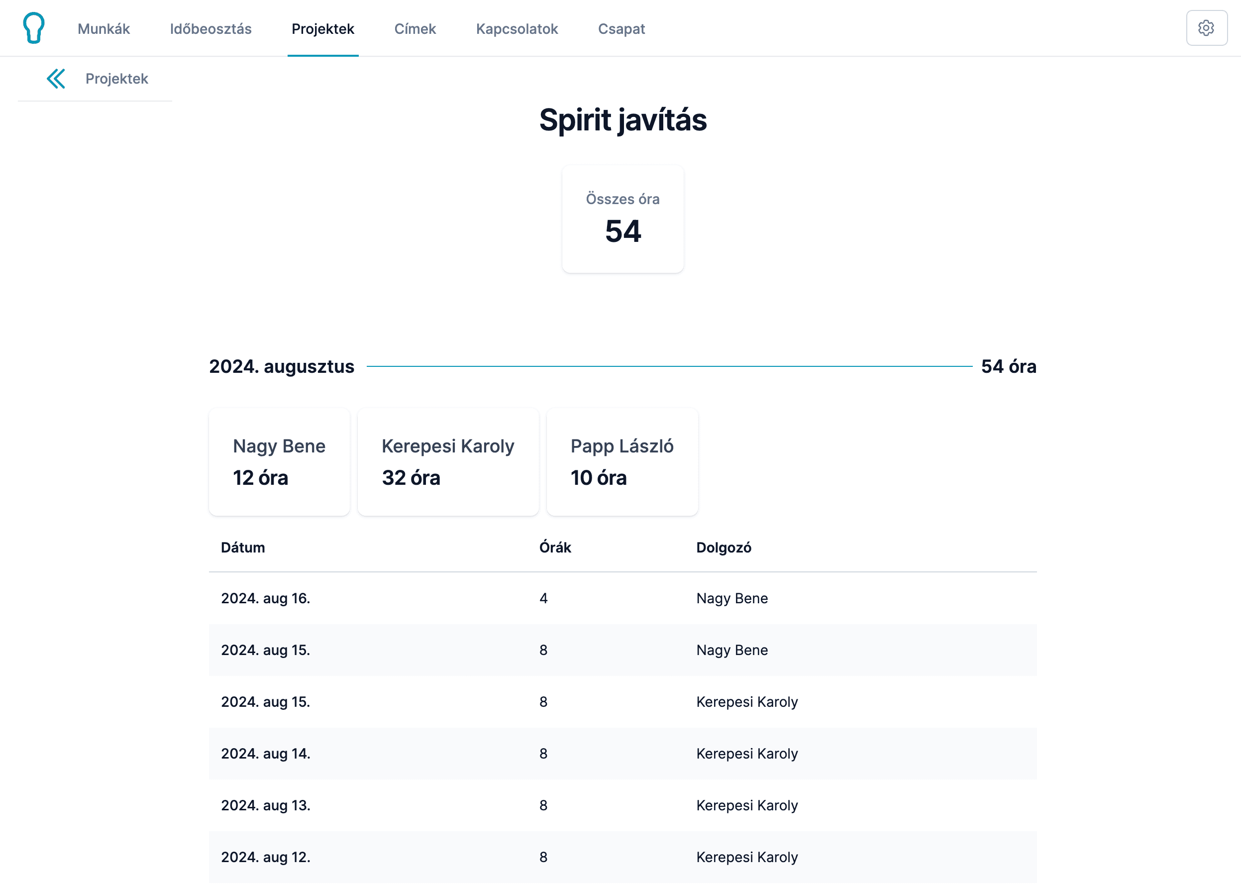 Project summary feature screenshot